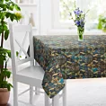 Obrus szyty ciemnoturkusowo złoty z ekskluzywnej tkaniny z dużym ornamentowym wzorem Italissima Eva Minge