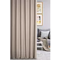 Zasłona szyta na taśmie fala ciemnobeżowa z miękkiej tkaniny o naturalnym splocie w stylu ekologicznym