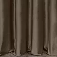 Zasłona szyta na taśmie 5 cm ciemnobrązowa z tkaniny welwetowej w pionowe prążki, wykończona obciążnikiem