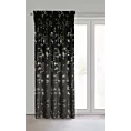Zasłona czarno, szampańska z błyszczącym nadrukiem kwiatu jabłoni, welwetowa 140x270 cm taśma SELENA Eurofirany
