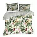 Pościel 160x200 cm z satyny bawełnianej kolor zielony, biały z botanicznym wzorem SPRING 43 Eurofirany