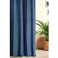 Zasłona szyta na taśmie fala LOVELY ciemnoniebieska z widocznym ozdobnym splotem, o naturalnym charakterze