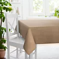 Obrus szyty ciemnobeżowy z miękkiej tkaniny welwetowej