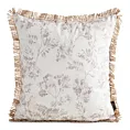 Poszewka na poduszkę 45x45 cm z tkaniny wodoodpornej na taras oraz balkon zdobiona nadrukiem roślinnym i frędzli kremowo, beżowa GARDEN Eurofirany