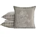 Poszewka na poduszkę 45x45 cm bawełaniana, gobelinowa ciemnobeżowa  z motywem kraty i i zimowej gałązki  HOLLY Eurofirany