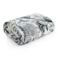 Koc polarowy 150x200 cm zielono, biały zdobiony nadrukiem egzotycznych liści DAVOS Eurofirany