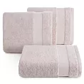 Ręcznik do rąk 30x50 cm bawełniany kolor pudrowy róż z ozdobną bordiurą 500 g/m2 NESSY Eurofirany