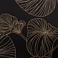 Zasłona czarno, złota ze wzorem liści, zaciemniająca 140x250 cm przelotka MARIGOLD Eurofirany
