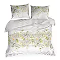 Pościel 220x200 cm bawełniana kolor biały, jasnozielony z subtelnym botanicznym wzorem SPRING 22 Eurofirany