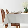 Obrus naturalny 135x180 cm z żakardowej tkaniny FLASH świąteczny w prążki przetykane szampańską nicią