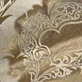 Obrus szyty złoty z szenilowej tkaniny w klasyczny wzór ornamentowy przetykany błyszczącą nicią Italissima Eva Minge
