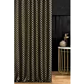 Zasłona szyta na taśmie fala czarno złota z szenilowej tkaniny w drobny geometryczny wzór przetykany błyszczącą nicią