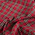 Zasłona szyta na taśmie fala czerwona z etaminy o geometrycznym wzorze w kratę, z dodatkiem bawełny