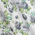 Zasłona biało, zielona ze wzorem kwiatowym z etaminy 140x250 cm przelotka MONA Eurofirany