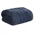 Ręcznik kąpielowy 70x140 cm bawełniany kolor granatowy z welwetową bordiurą i kontrastującymi paseczkami 500 g/m2 SIBEL Eurofirany
