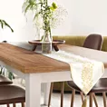 Bieżnik na stół biały 30x120 cm MAJORKA w stylu glamour zdobiony złotym ornamentem i chwostami