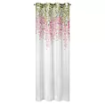 Dekoracja okienna biało, różowa z matowej etaminy z kwiatowym motywem 140x250 cm przelotki JULIETA Eurofirany