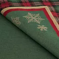 Poszewka na poduszkę 45x45 cm bawełniana, gobelinowa z motywem kraty i złotych śnieżynek zielona STAR Eurofirany