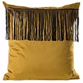 Poszewka na poduszkę 45x45 cm welwetowa z naszywaną dekoracyjną pasmanterią z cekinami miodowa JASPER EUROFIRANY PREMIUM