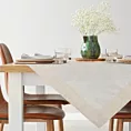 Bieżnik na stół naturalny 85x85 cm KAREN z ozdobną listwą z tkaniny z dodatkiem lnu DIVA LINE