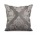 Poszewka szyta popielato szara tkanina w ornamentowy wzór, z dodatkiem połyskującej nici