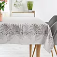 Obrus naturalno, stalowy 160x300 cm INES z nadrukowanym motywem liści palmowych