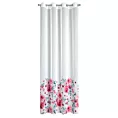 Zasłona biało, różowa z motywem malowanych kwiatów z etaminy 140x250 cm przelotka CARLA Eurofirany