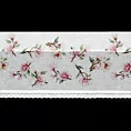 Zazdrostka biało, różowa z etaminy zdobiona nadrukiem magnolii i koronką 150x30 cm tunel ARI  Eurofirany