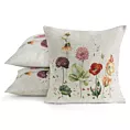 Poszewka na poduszkę 45x45 cm bawełniana, gobelinowa z kwiatowym motywem szarobeżowo, czerwona GOB Eurofirany
