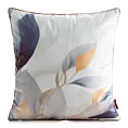 Poszewka na poduszkę 45x45 cm welwetowa zdobiona nadrukiem roślinnym i ozdobną lamówką biało, złota VELVET 173 EUROFIRANY PREMIUM