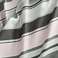 Zasłona szyta na taśmie fala MAINCY popielata z tkaniny bawełnianej w kolorowe pasy