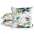Poszewka na poduszkę 45x45 cm z tkaniny wodoodpornej na taras oraz balkon zdobiona nadrukiem subtelnych kwiatów biało, zielona GARDEN Eurofirany