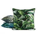 Poszewka na poduszkę 45x45 cm z tkaniny wodoodpornej na taras oraz balkon zdobiona nadrukiem egzotycznych liści zielono, biała GARDEN Eurofirany