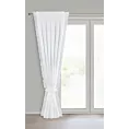 Firana biała z etaminy zdobiona falbanami po bokach tkaniny w zestawie ozdobny troczek 140x270 cm taśma KAREN Eurofirany