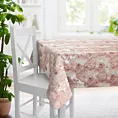 Obrus szyty kremowo pudrowy z miękkiej, welwetowej tkaniny w duży wzór ornamentowy Italissima Eva Minge