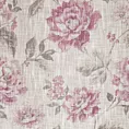 Zasłona naturala, różowa z tkaniny półprzeźroczysta zdobiona nadrukiem kwiatów 140 x 250 cm Przelotka - DAVENA Eurofirany
