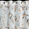 Zasłona biało, pomarańczowa zdobiona nadrukiem kwiatów z etaminy 140x250 cm przelotka RIKI Eurofirany