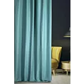 Zasłona szyta na taśmie 8 cm LUXOR turkusowa z eleganckiej lśniącej tkaniny o drobnym splocie