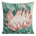 Poszewka na poduszkę 45x45 cm bawełniana, żakardowa z motywem egzotycznej rośliny miętowo, pudrowa GOBELIN Eurofirany