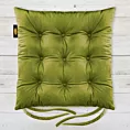 Poduszka na krzesło dwustronna 40 x 40 x 6 cm welwetowa oliwkowa z dziewięcioma pikowaniami Eurofirany