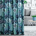 Zasłona szyta na flexach turkusowo granatowa z miękkiej tkaniny typu blackout drukowanej w kwiatowy wzór