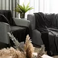 Narzuta, koc  na fotel 70x160 cm czarna z miękkiego polaru ze strukturą baranka TEDY EUROFIRANY PREMIUM