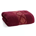 Ręcznik kąpielowy 50x90 cm bawełniany kolor bordowy z ozdobną geometryczną bordiurą AZARI Eurofirany