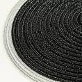 Podkładka owalna na stół czarna 30 x 45 cm TIRANA strukturalna przetykana srebrną nicią z ozdobną lamówką