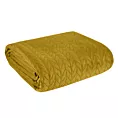 Narzuta welwetowa musztardowa 170x210 cm pikowana metodą hot press wzór geometryczny LUIZ Eurofirany