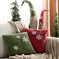 Poszewka na poduszkę 40x40 cm świąteczna z filcu zdobiona aplikacją w śnieżynki czerwono, biała Eurofirany