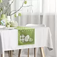 Bieżnik na stół 35x140 cm zielono, biały welwetowy WIOSNA 3 zdobiony nadrukiem pisanek