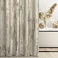 Zasłona szyta na flexach kremowo srebrzysta z welwetowej tkaniny z błyszczącym nadrukiem