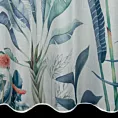 Tkanina firanowa etamina z nadrukiem egzotycznych liści zakończona szwem obciążającym Eurofirany