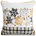 Poszewka na poduszkę 60x60 cm welwetowa z motywem śnieżynek i kraty ANGEL Eurofirany